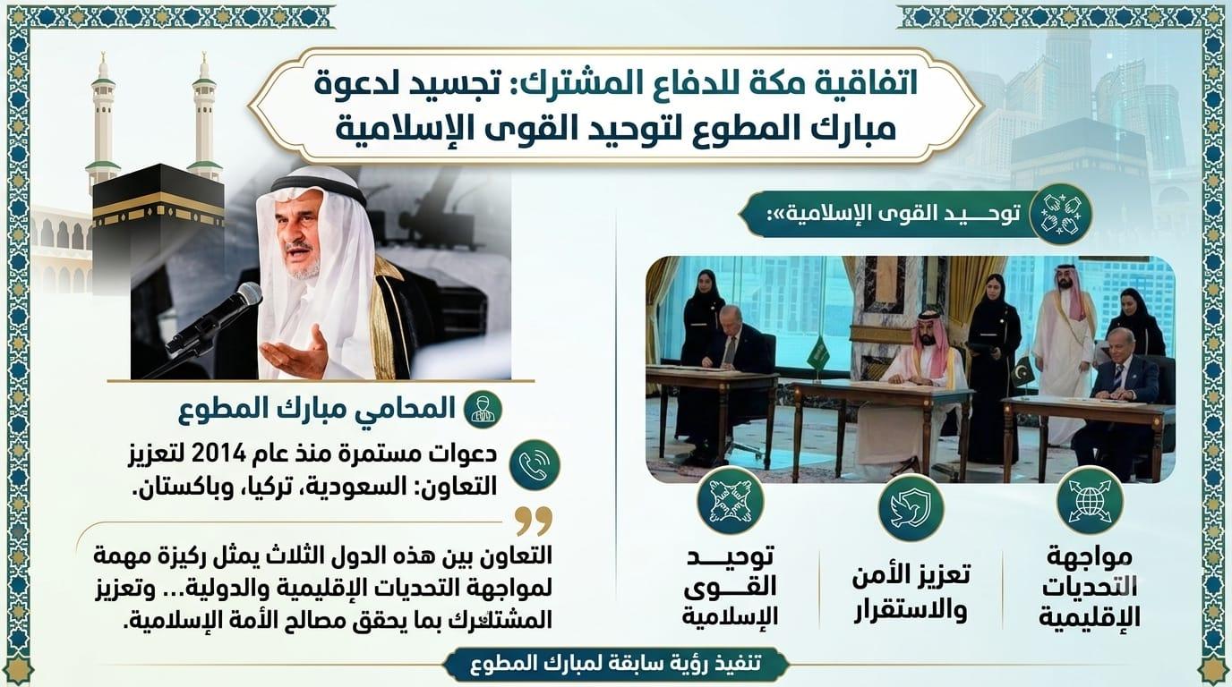 اتفاقية مكة للدفاع المشترك تجسد دعوة سابقة للمطوع لتوحيد القوى الإسلامية