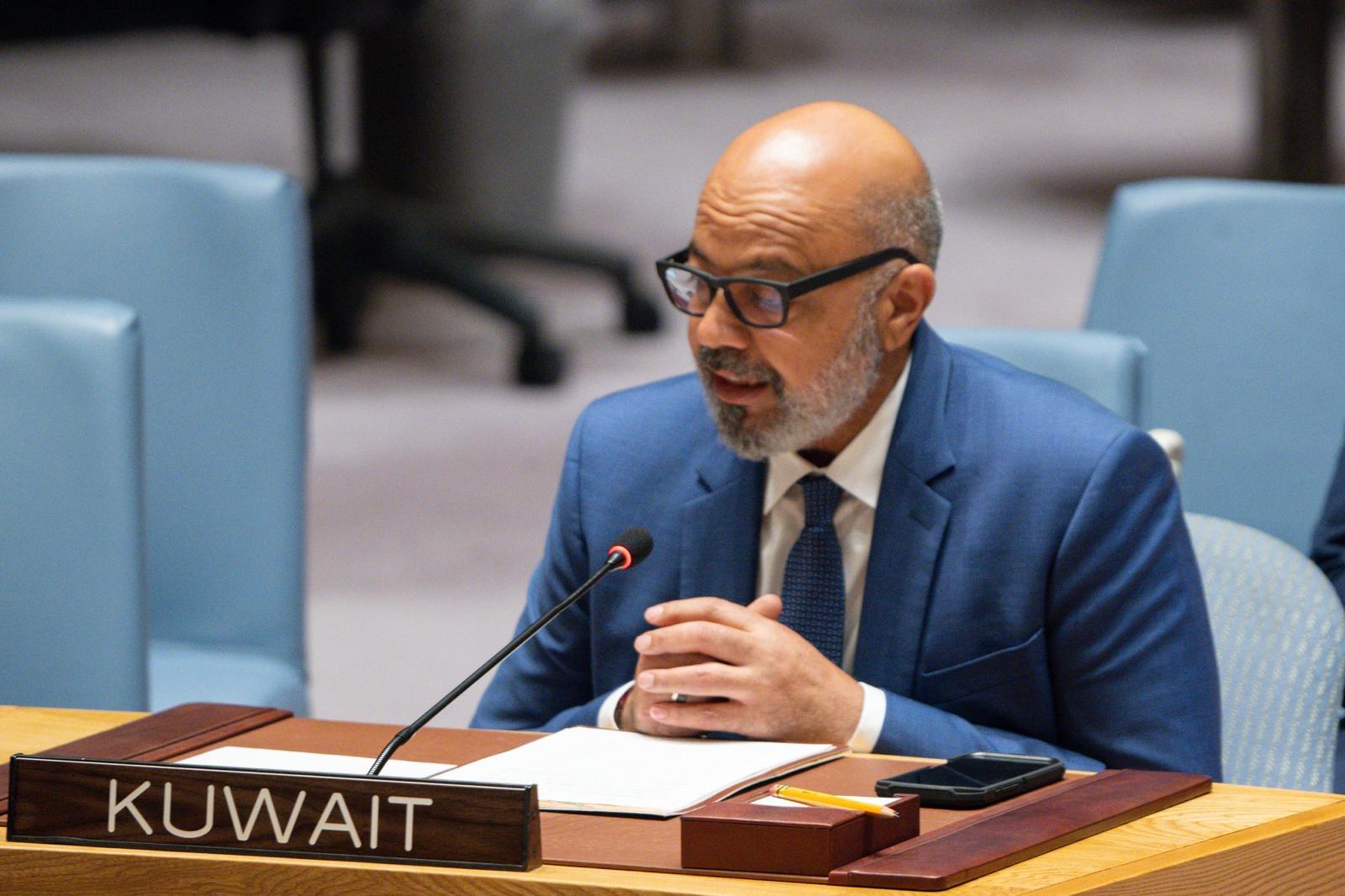 مندوب الكويت في الأمم المتحدة: تجويع المدنيين بالنزاعات تهديد للسلم والأمن الدوليين ويتطلب تنفيذا لقرارات مجلس الأمن